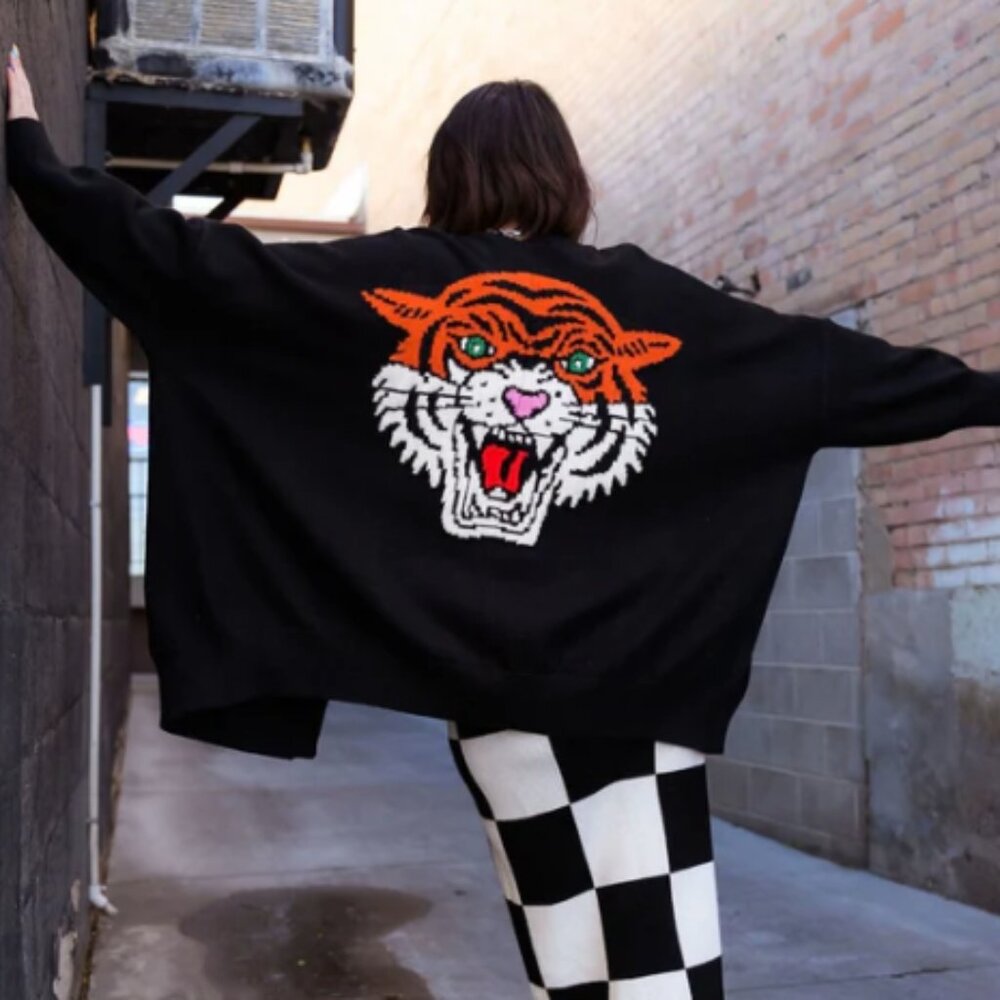 Dressed in LALA Hear Me Roar Oversized Tiger Cardigan